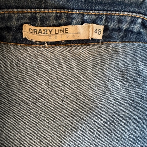 Y2K Vintage denim vest Rare Hand-look floral cross-stitch embroidery Boho Westrn - Picture 9 of 9